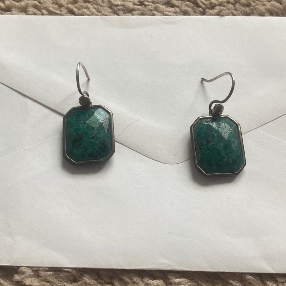 Green Stone Dangle Earrings